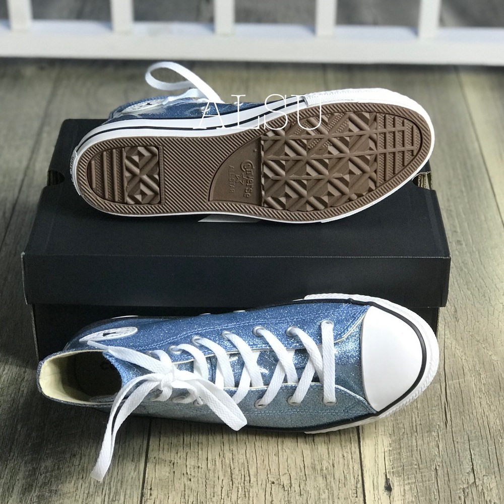 NWT Converse Ctas HI Light Blue Glitter Y/W AUTHEN - Picture 4 of 7